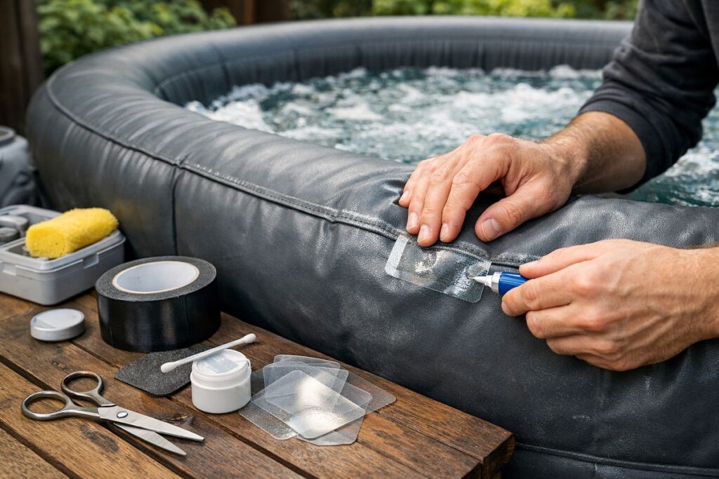 Hoe moet je een opblaasbare jacuzzi plakken?