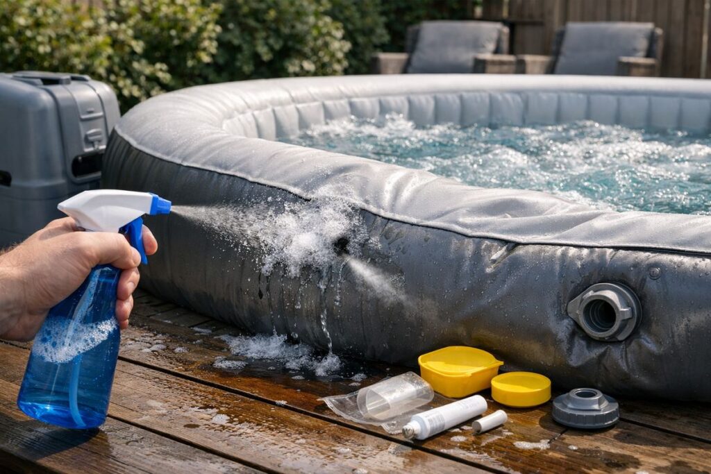Mijn opblaasbare jacuzzi lekt lucht! Wat te doen?