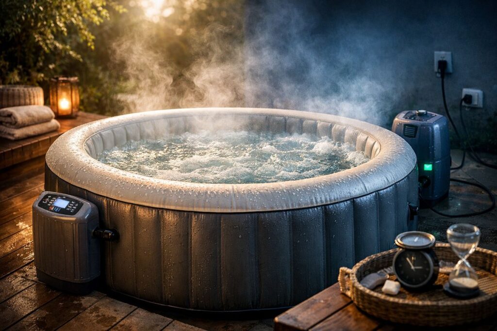 Moet een opblaasbare jacuzzi altijd aanstaan?